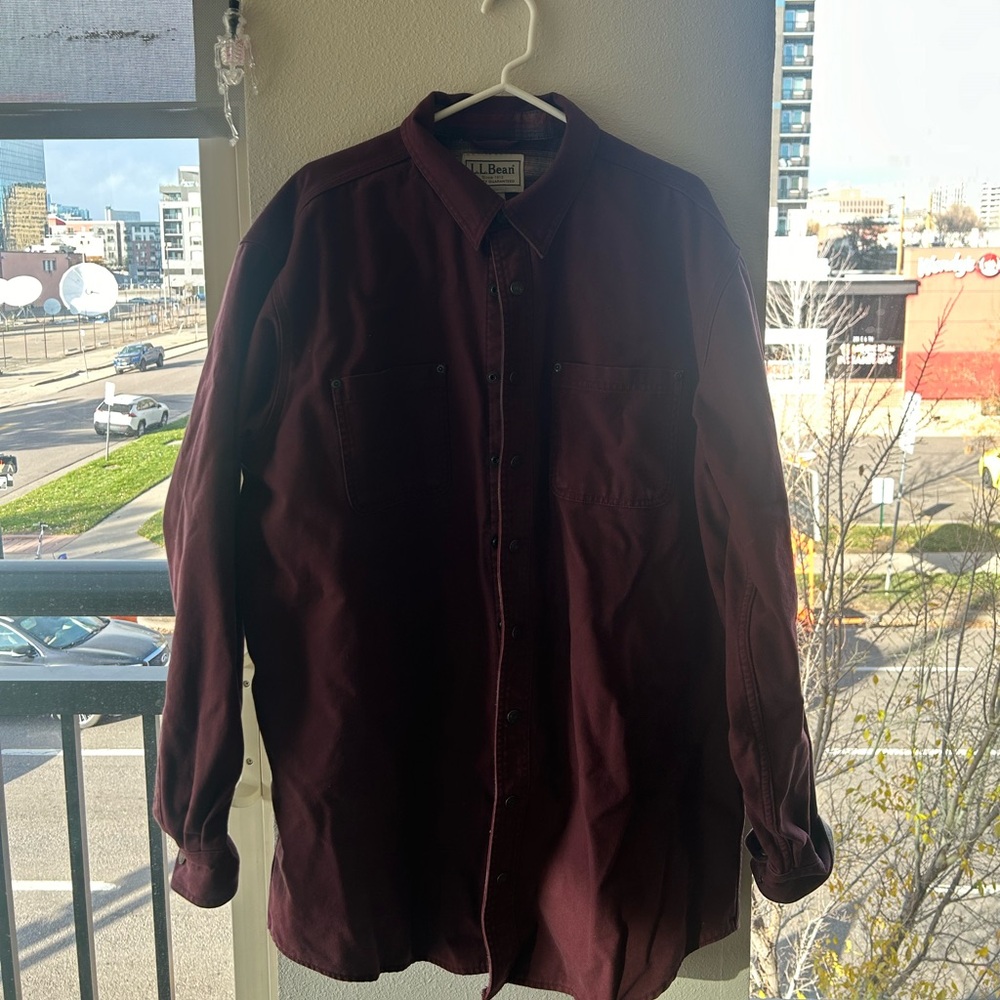 L.L. Bean burgundy denim winter jacket